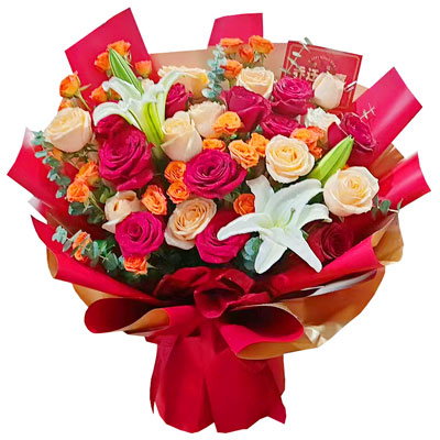 丹东19朵玫瑰百合，爱情永不凋零