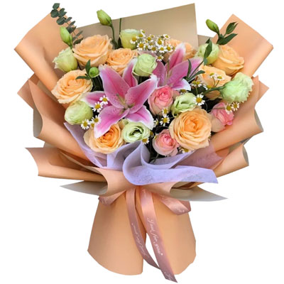 丹东11朵玫瑰桔梗百合，陪你每个季节