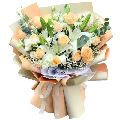 丹东19朵香槟玫瑰百合，你是我的真爱