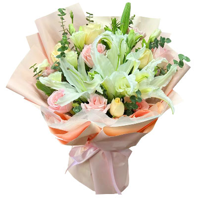 丹东10朵玫瑰百合混搭，爱是难忘时刻
